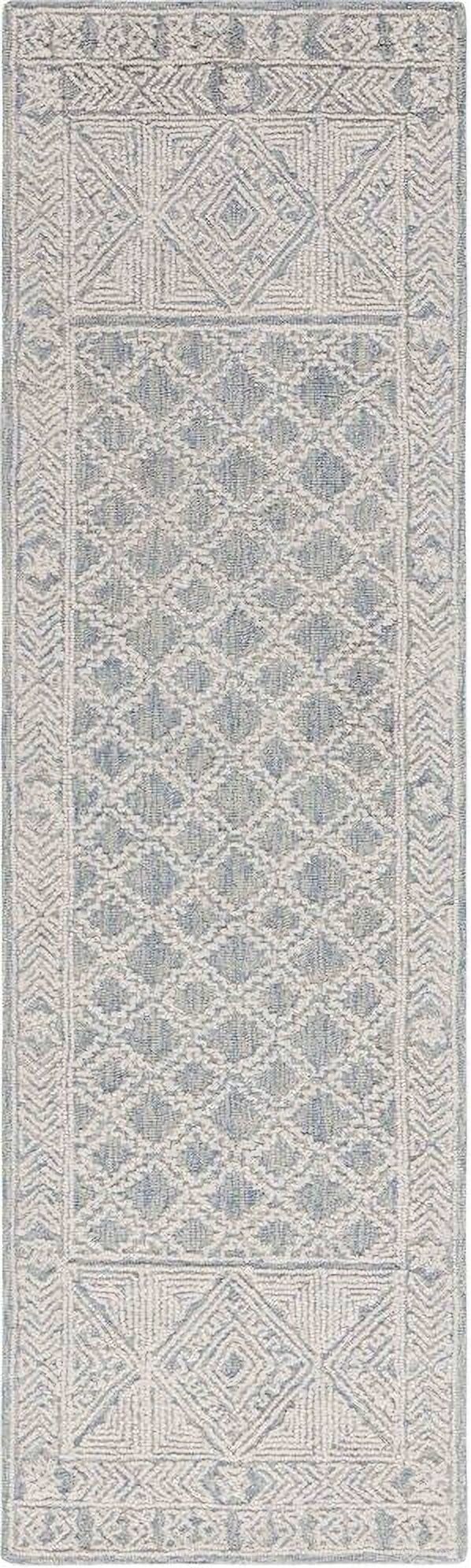 The appearance of Abstract Hand Tufted Blue and Ivory 2'-3" x 8' Runner Rugs ABT466M-28 designed by Safavieh in the modern / contemporary interior design. This blue and ivory piece of furniture  was selected by 1StopBedrooms from Abstract Collection to add a touch of cosiness and style into your home. Sku: ABT466M-28. Material: Wool.