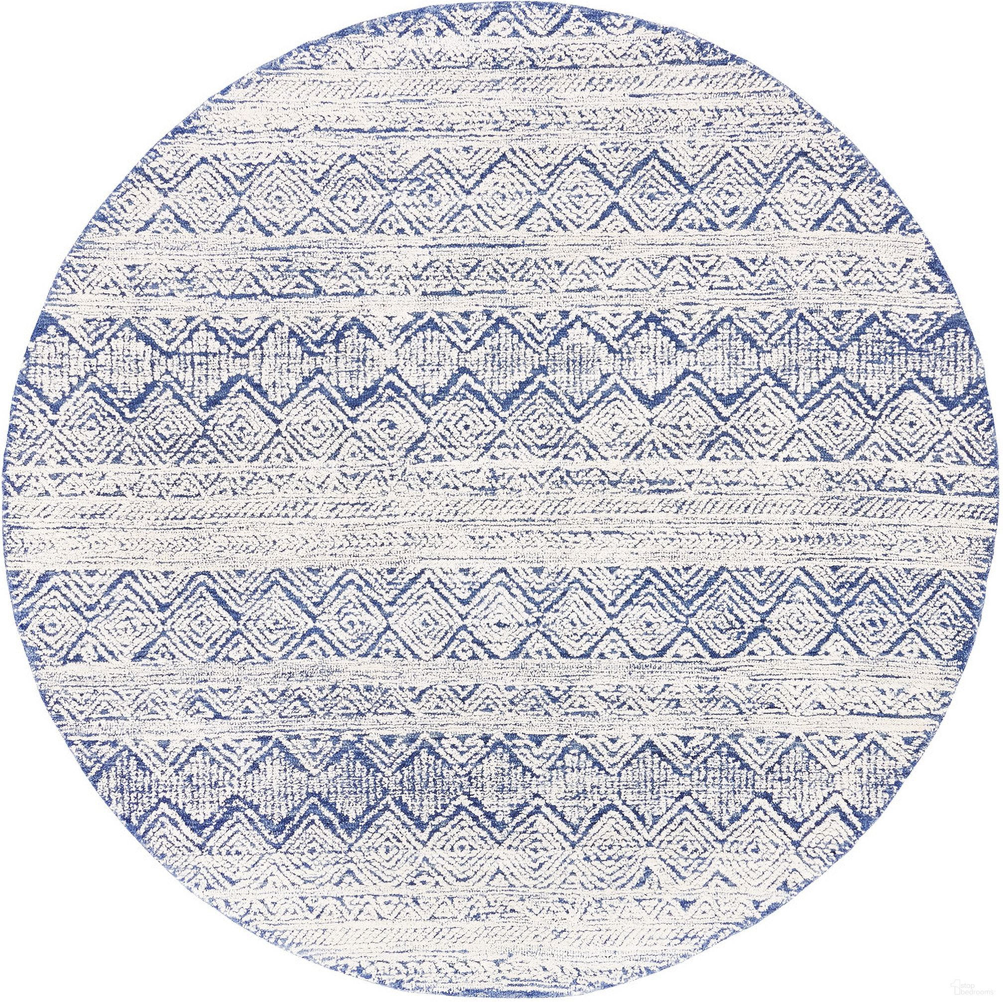 The appearance of Abstract Hand Tufted Blue and Ivory 6' x 6' Round Rugs ABT343N-6R designed by Safavieh in the modern / contemporary interior design. This blue and ivory piece of furniture  was selected by 1StopBedrooms from Abstract Collection to add a touch of cosiness and style into your home. Sku: ABT343N-6R. Material: Wool.