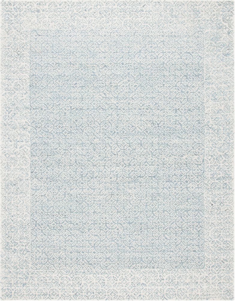 Abstract Hand Tufted Blue and Ivory 9' x 12' Large Rectangle Rugs ABT342N-9