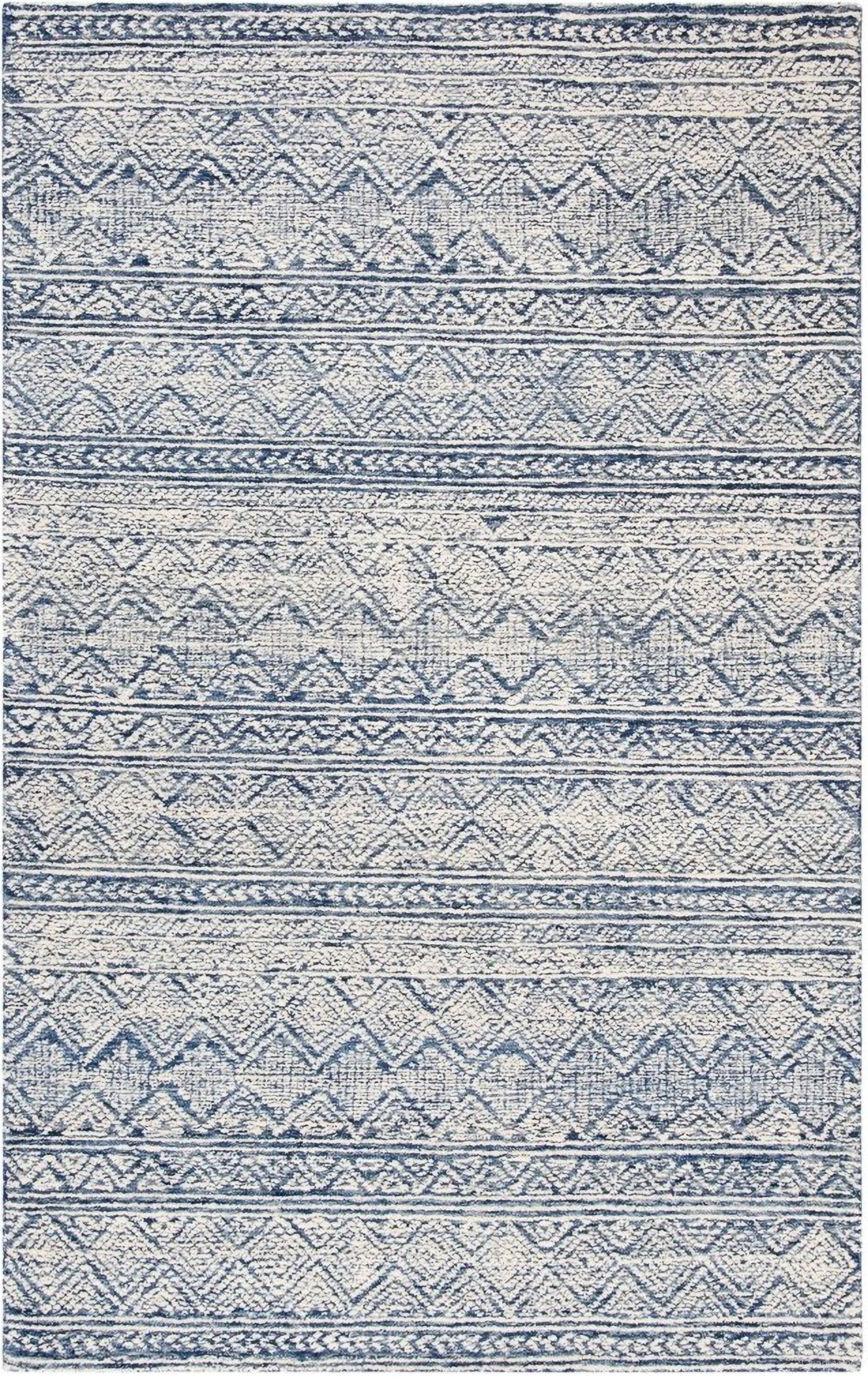 Abstract Hand Tufted Blue and Ivory 9' x 12' Large Rectangle Rugs ABT343N-9