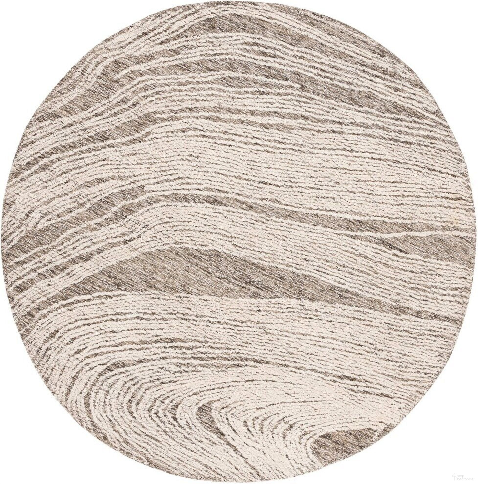 Abstract Hand Tufted Charcoal and Ivory 6' x 6' Round Rugs