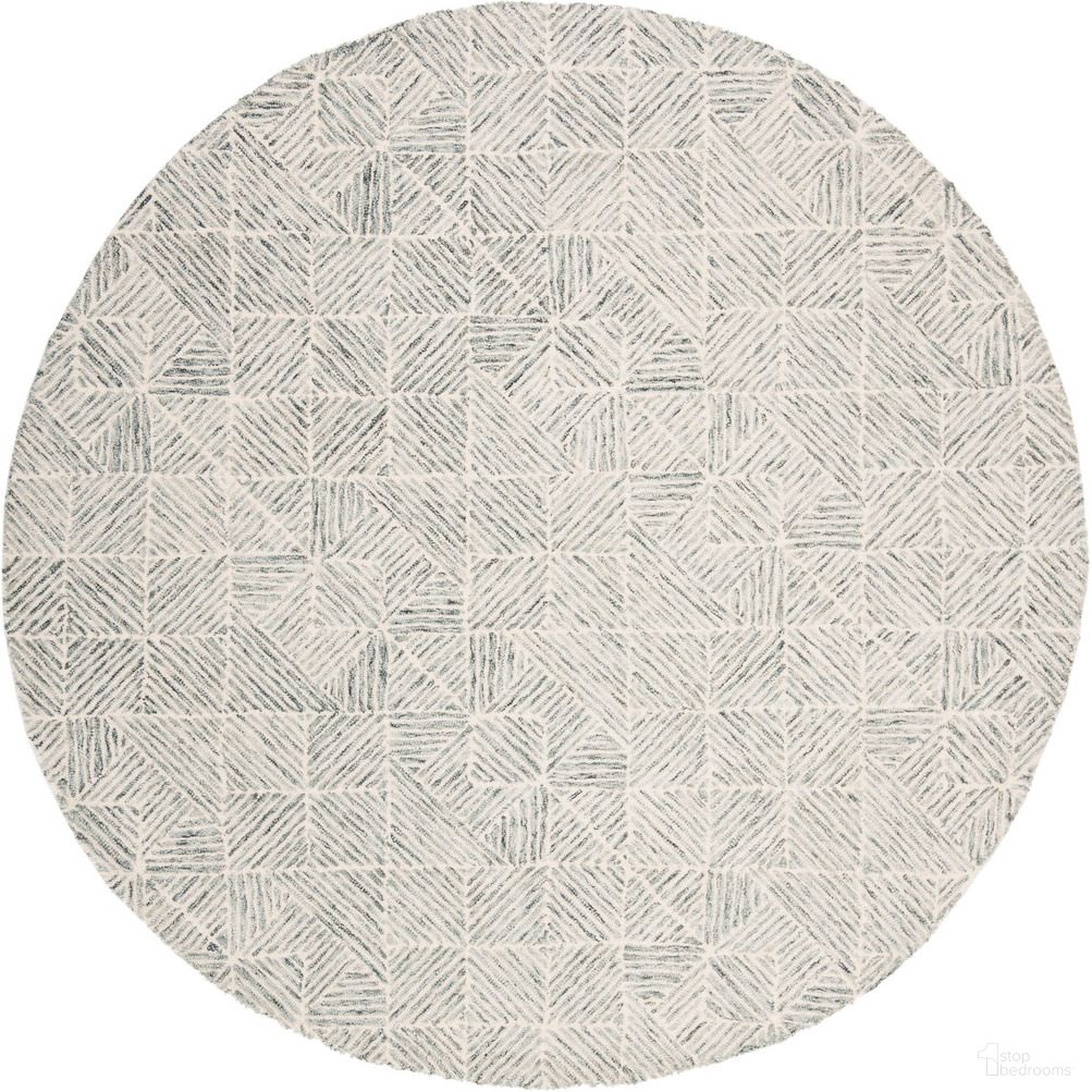 Abstract Hand Tufted Green and Ivory 8' x 8' Round Rugs