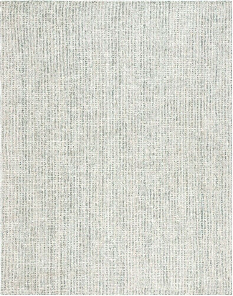 Abstract Hand Tufted Green and Ivory 9' x 12' Large Rectangle Rugs ABT484Y-9