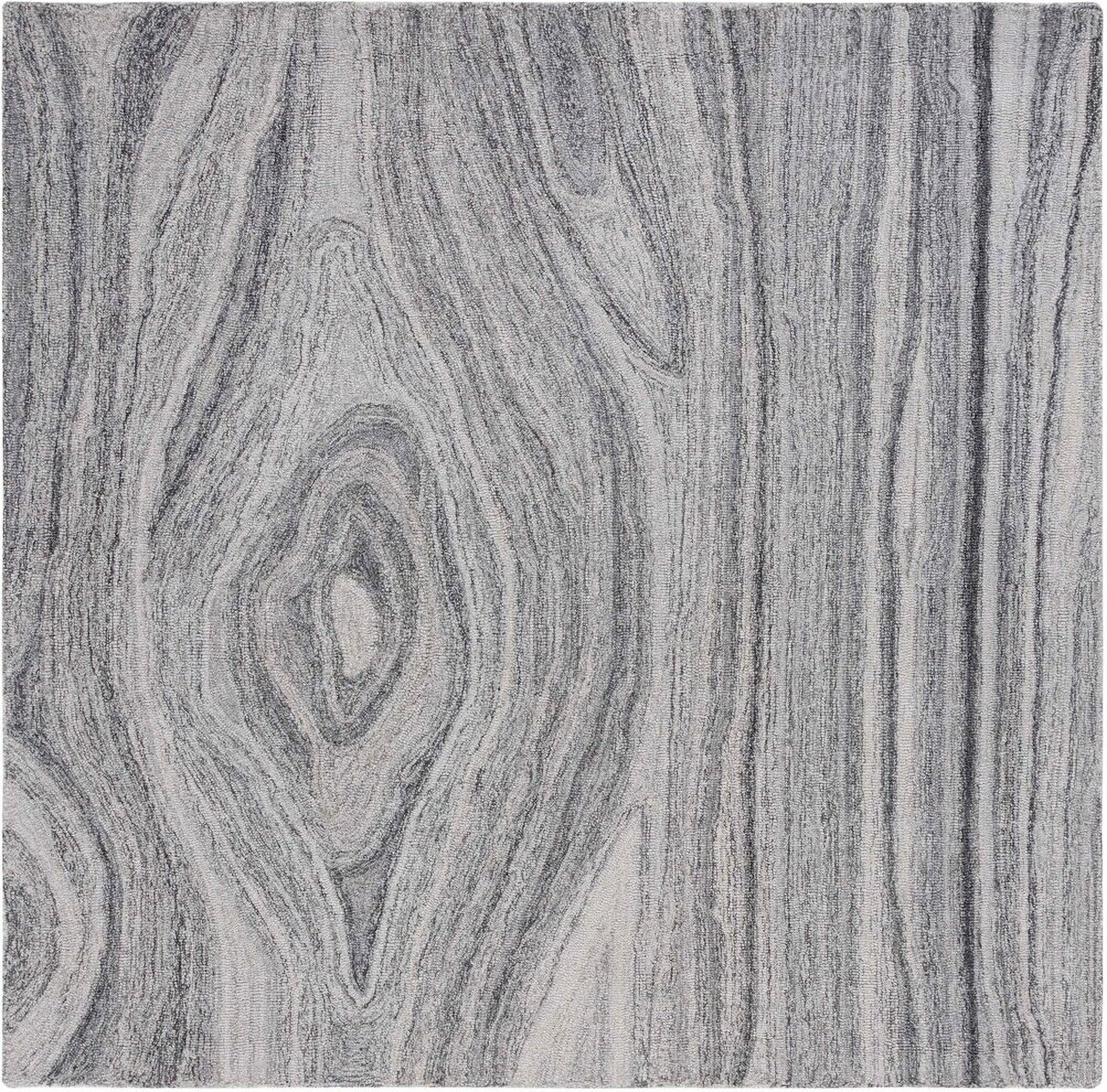 Abstract Hand Tufted Grey 6' x 6' Square Rugs
