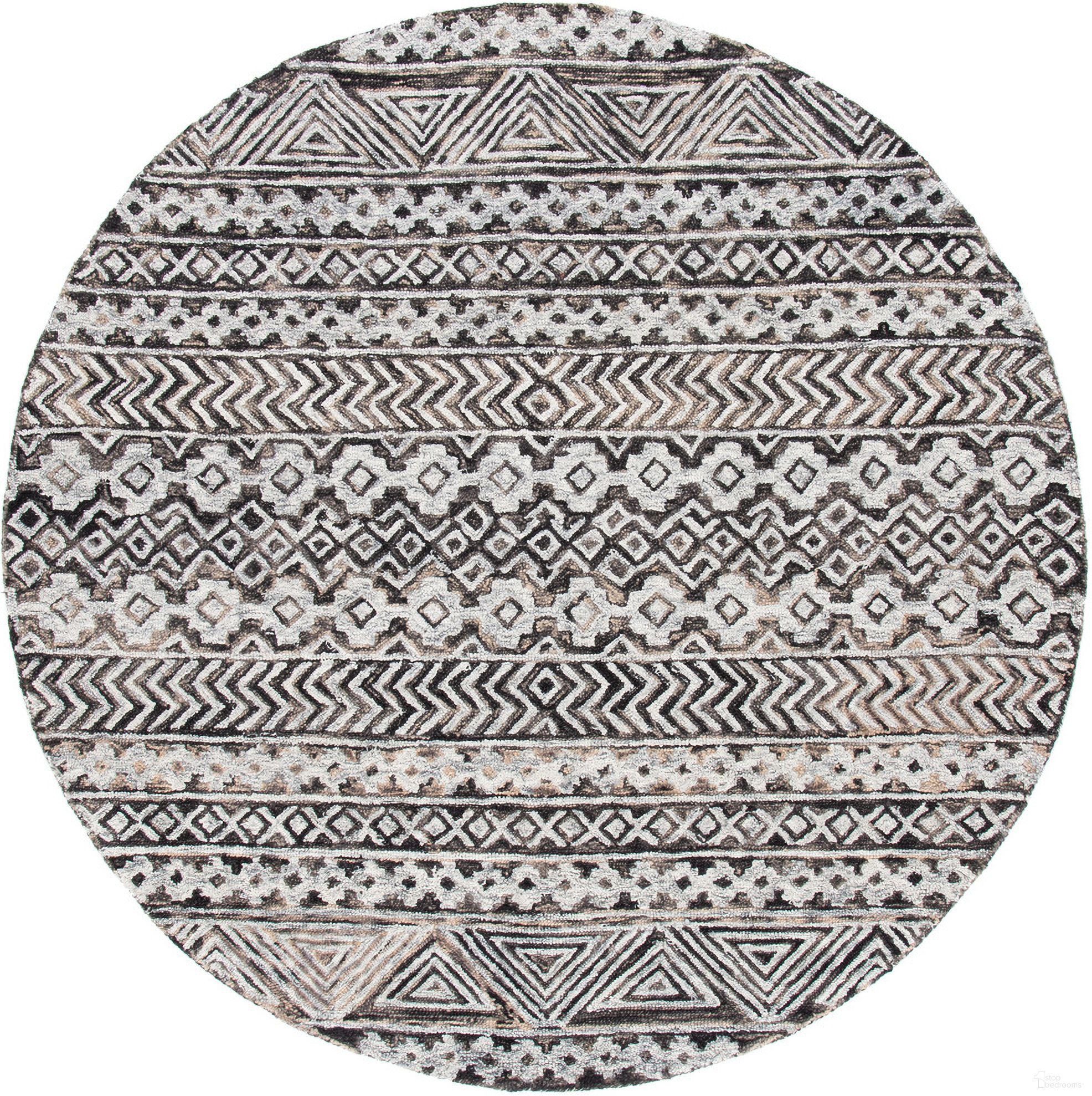 The appearance of Abstract Hand Tufted Grey and Brown 6' x 6' Round Rugs ABT252F-6R designed by Safavieh in the modern / contemporary interior design. This brown and grey piece of furniture  was selected by 1StopBedrooms from Abstract Collection to add a touch of cosiness and style into your home. Sku: ABT252F-6R. Material: Wool.