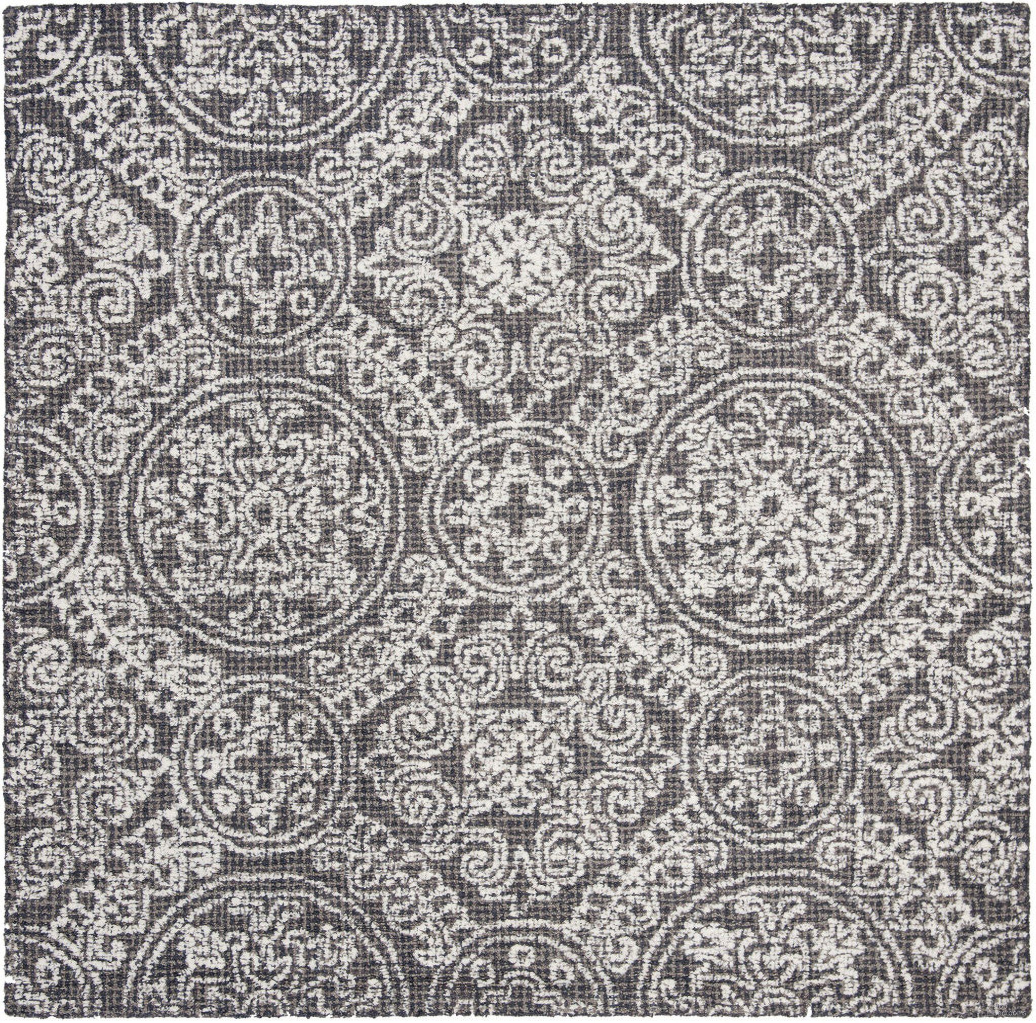 Abstract Hand Tufted Grey and Ivory 6' x 6' Square Rugs ABT522A-6SQ