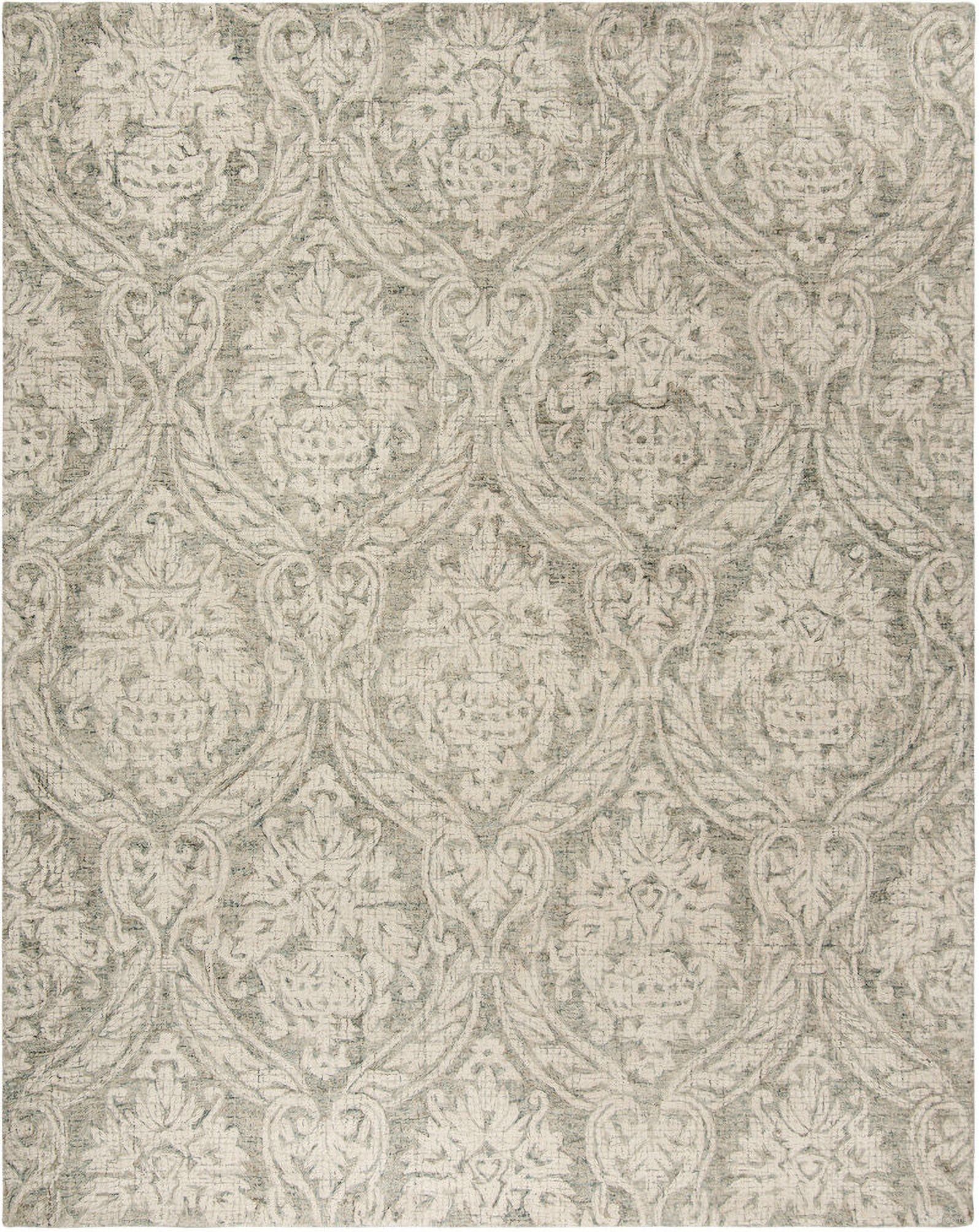 Abstract Hand Tufted Grey and Ivory 9' x 12' Large Rectangle Rugs ABT204A-9