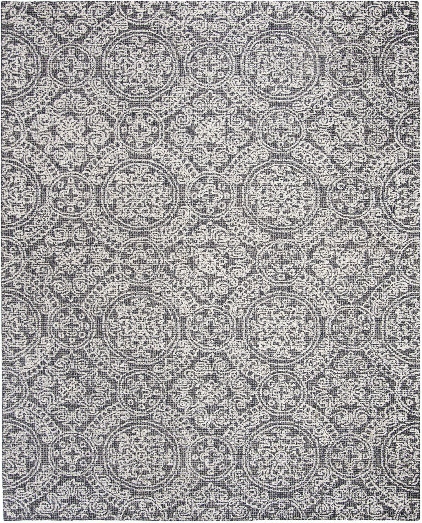 Abstract Hand Tufted Grey and Ivory 9' x 12' Large Rectangle Rugs ABT522A-9
