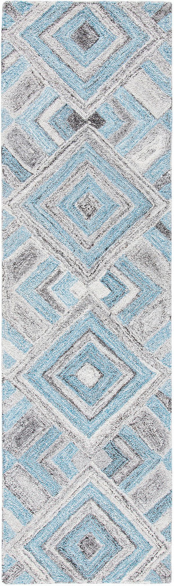 The appearance of Abstract Hand Tufted Grey and Turquoise 2'-3" x 8' Runner Rugs designed by Safavieh in the modern / contemporary interior design. This gray turquoise piece of furniture was selected by 1StopBedrooms from Abstract Collection to add a touch of cosiness and style into your home. Sku: ABT642F-28. Material: Wool.