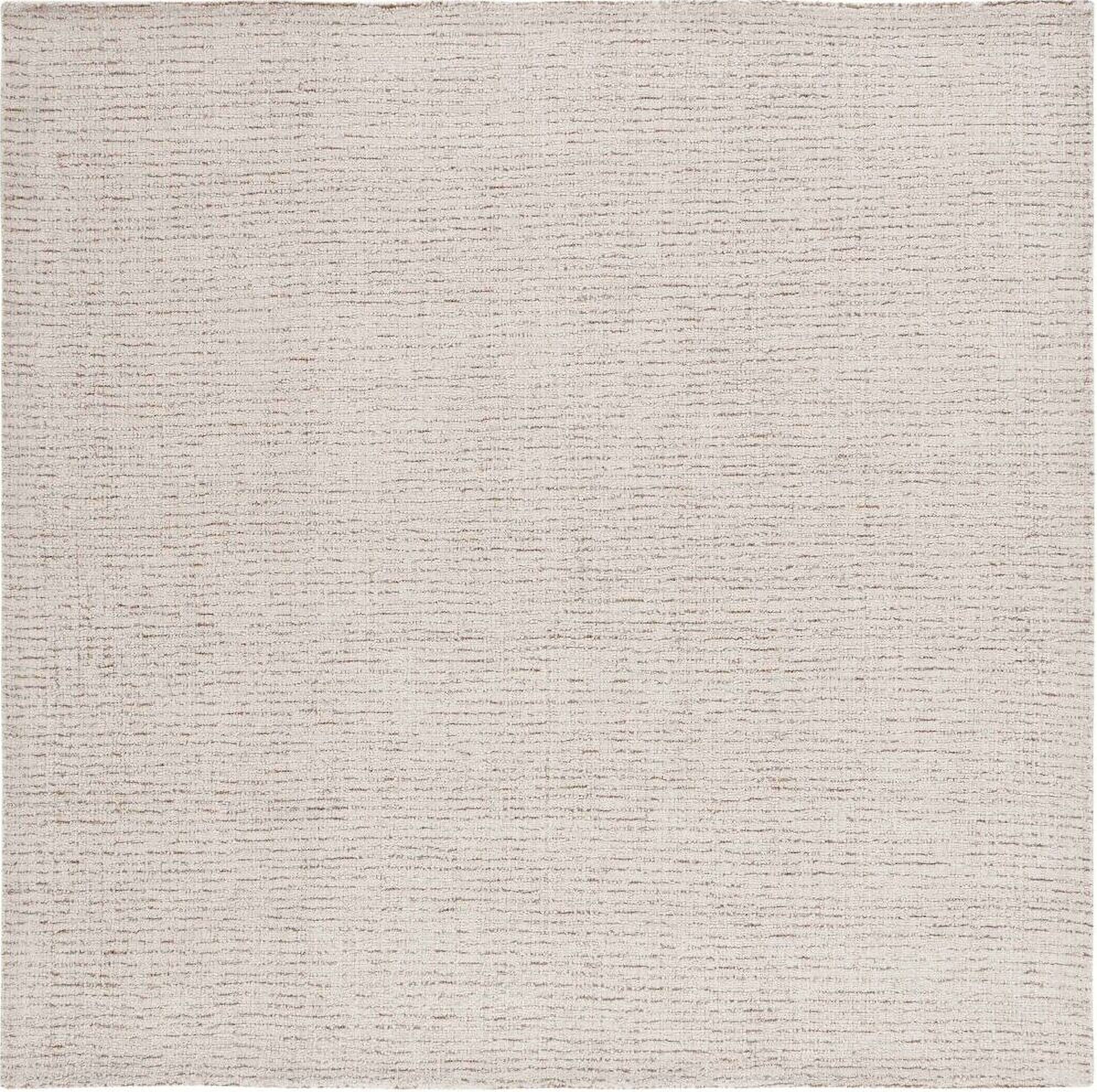 Abstract Hand Tufted Ivory and Beige 10' x 10' Square Rugs