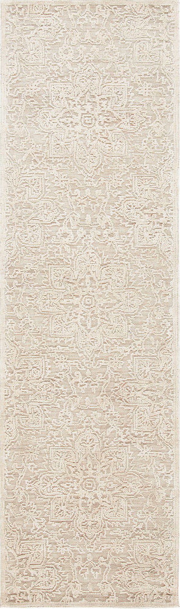 Abstract Hand Tufted Ivory and Beige 2'-3" x 8' Runner Rugs