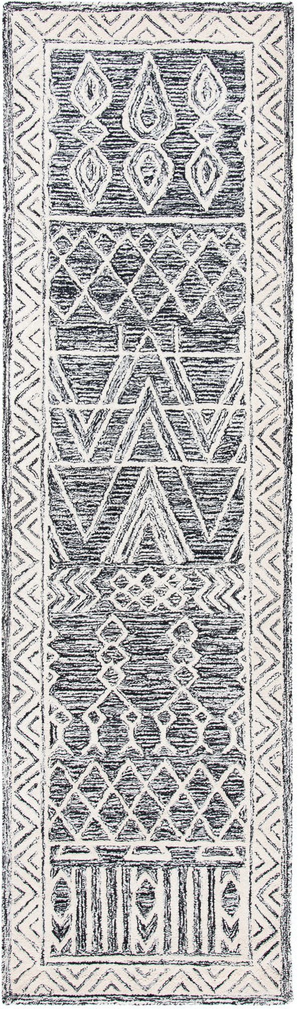 The appearance of Abstract Hand Tufted Ivory and Black 2'-3" x 8' Runner Rugs ABT558A-28 designed by Safavieh in the modern / contemporary interior design. This ivory and black piece of furniture was selected by 1StopBedrooms from Abstract Collection to add a touch of cosiness and style into your home. Sku: ABT558A-28. Material: Wool.