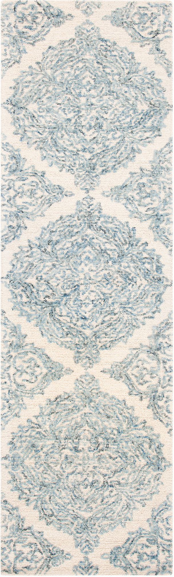 Abstract Hand Tufted Ivory and Blue 2'-3" x 12' Runner Rugs ABT346M-212