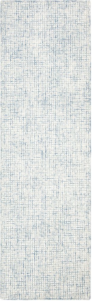 Abstract Hand Tufted Ivory and Blue 2'-3" x 16' Runner Rugs ABT470M-216