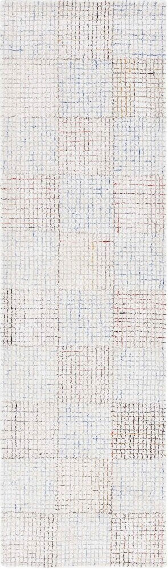 Abstract Hand Tufted Ivory and Blue 2'-3" x 8' Runner Rugs ABT476M-28