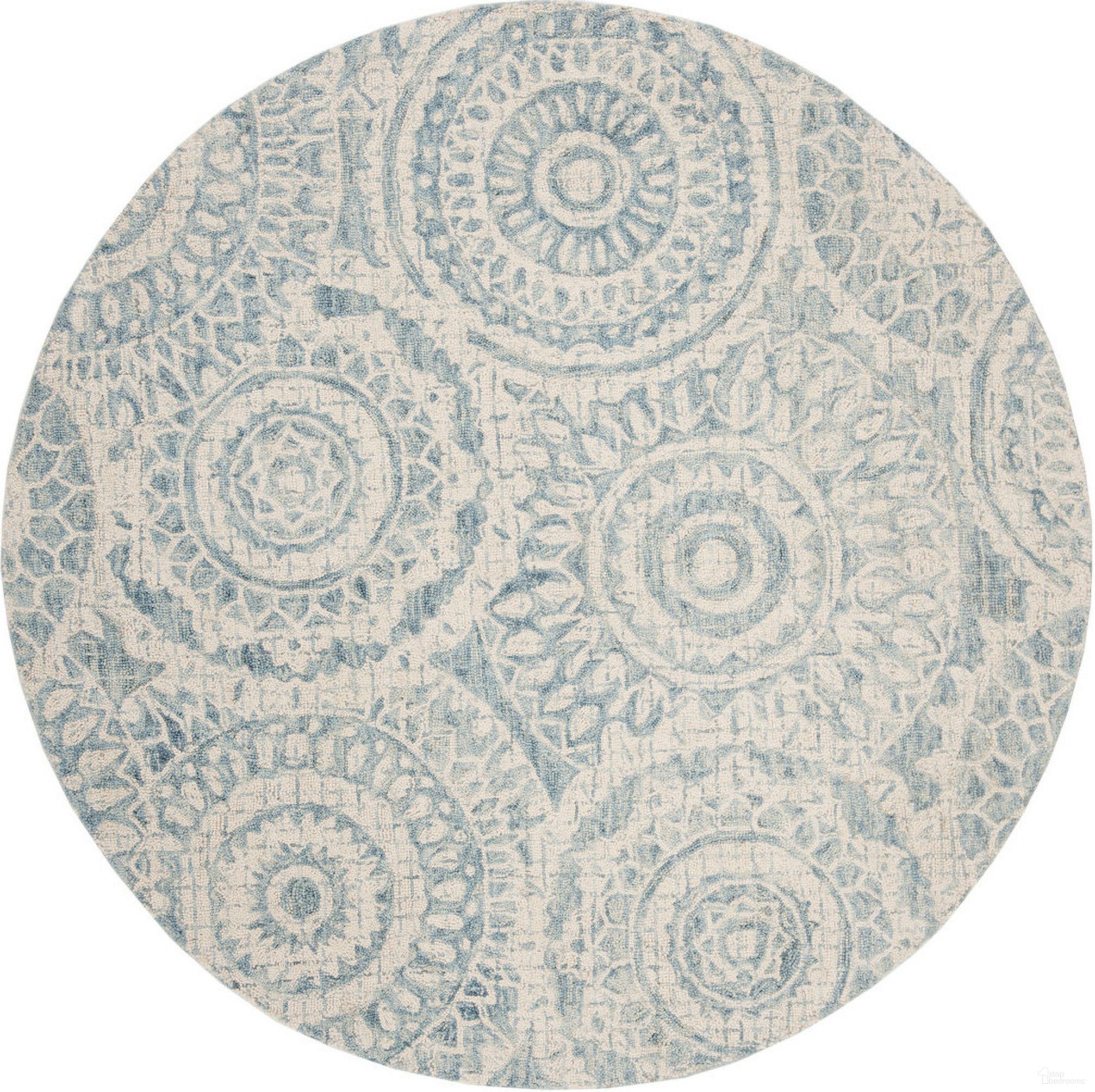 The appearance of Abstract Hand Tufted Ivory and Blue 6' x 6' Round Rugs ABT205A-6R designed by Safavieh in the coastal interior design. This ivory and blue piece of furniture  was selected by 1StopBedrooms from Abstract Collection to add a touch of cosiness and style into your home. Sku: ABT205A-6R. Material: Wool.