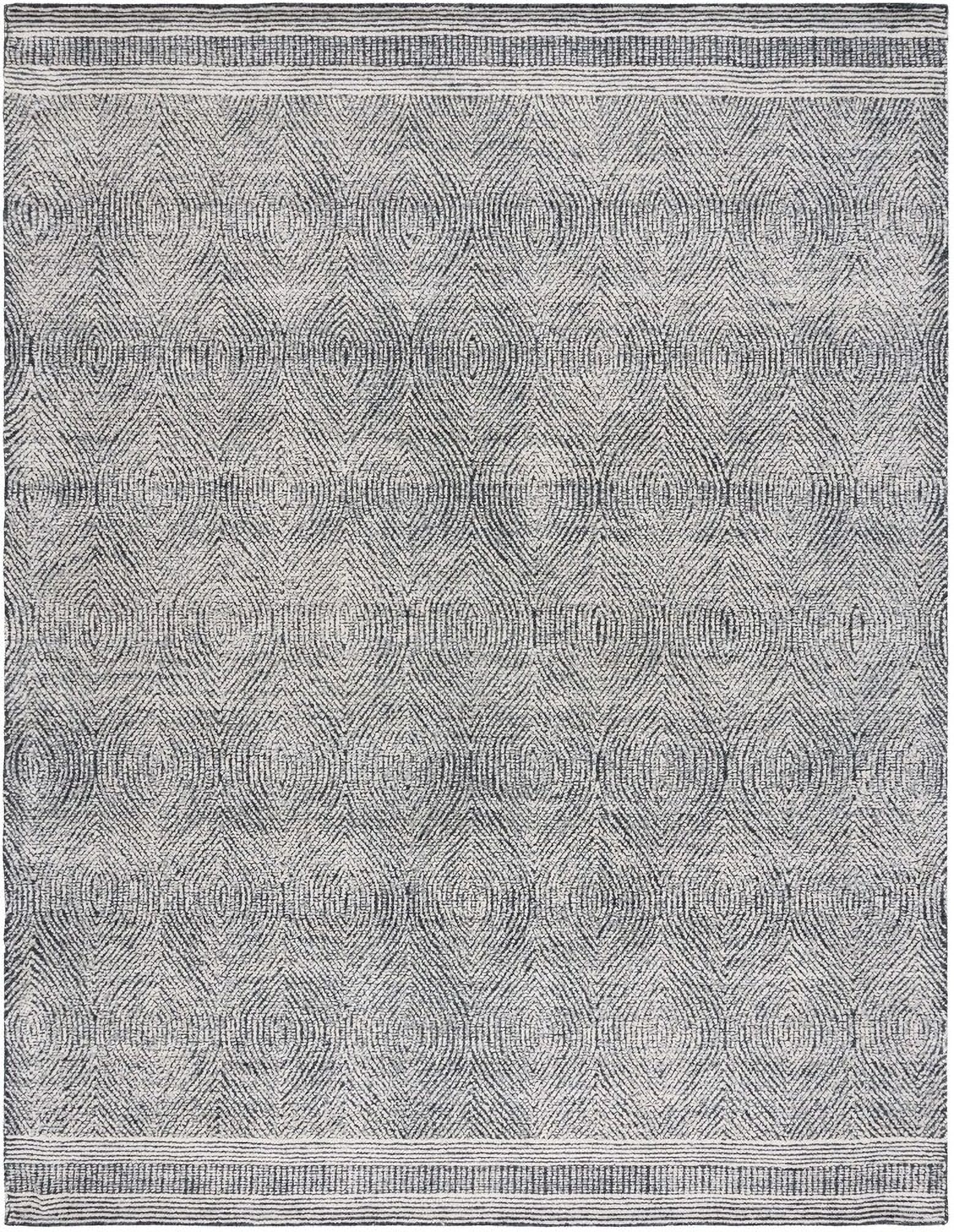 Abstract Hand Tufted Ivory and Charcoal 11' x 15' Oversized Rugs ABT340H-1115