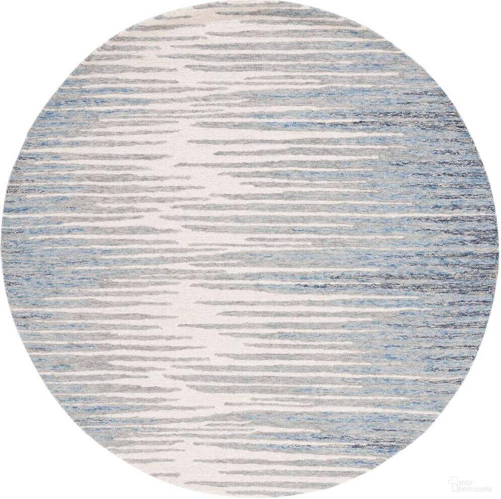 The appearance of Abstract Hand Tufted Ivory and Dark Blue 6' x 6' Round Rugs designed by Safavieh in the modern / contemporary interior design. This ivory and blue piece of furniture  was selected by 1StopBedrooms from Abstract Collection to add a touch of cosiness and style into your home. Sku: ABT926M-6R. Material: Wool.