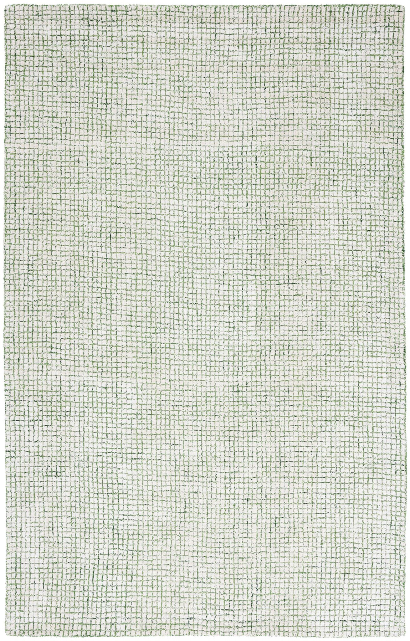 Abstract Hand Tufted Ivory and Green 2' x 3' Accent Rugs