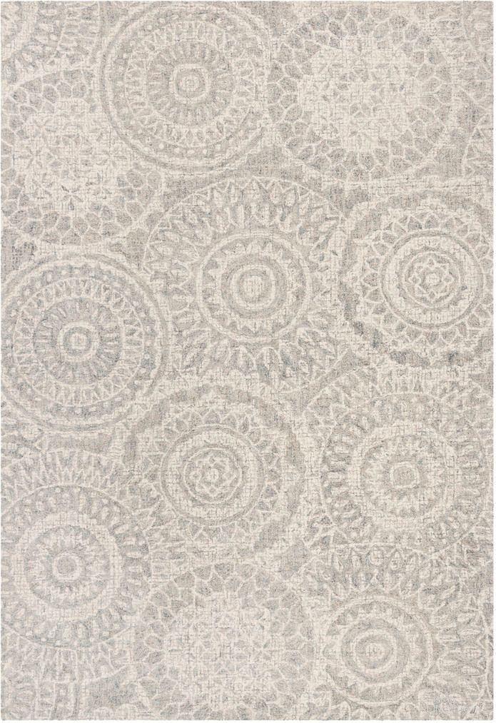 Abstract Hand Tufted Ivory and Grey 10' x 14' Large Rectangle Rugs ABT205B-10