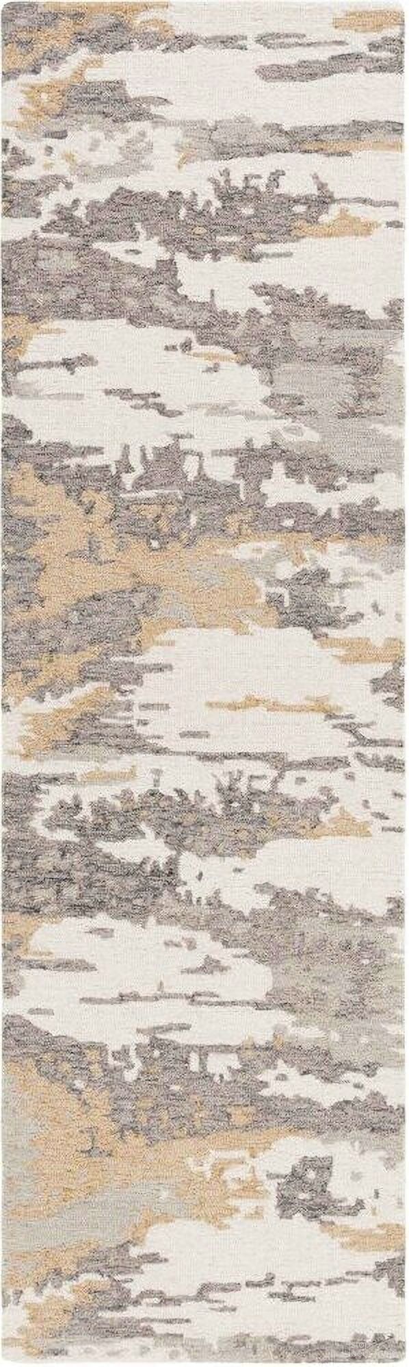 Abstract Hand Tufted Ivory and Grey 2'-3" x 8' Runner Rugs ABT465F-28