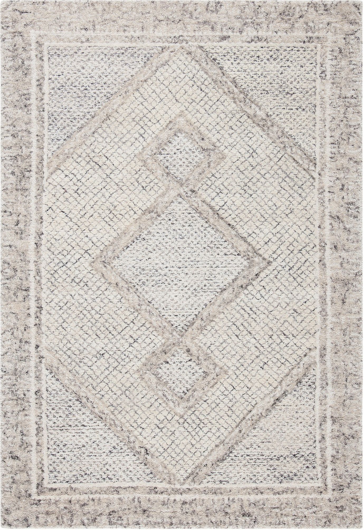 Abstract Hand Tufted Ivory and Grey 3' x 5' Small Rectangle Rugs ABT345F-3