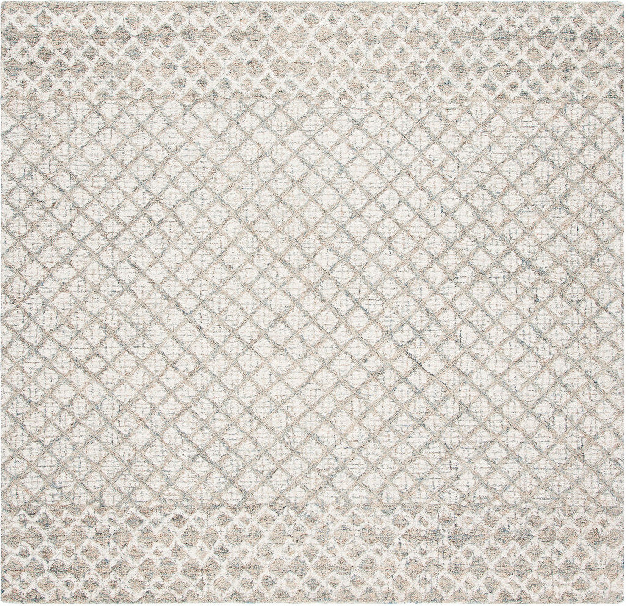 Abstract Hand Tufted Ivory and Grey 4' x 4' Square Rugs ABT203F-4SQ