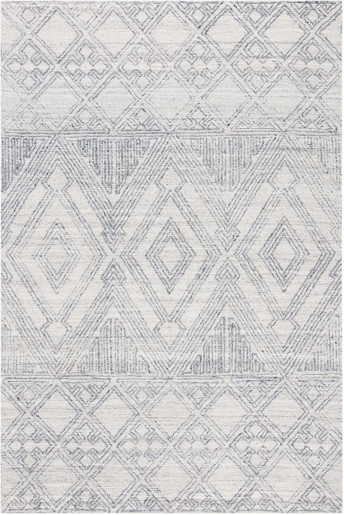 Abstract Hand Tufted Ivory and Grey 5' x 8' Medium Rectangle Rugs ABT144A-5
