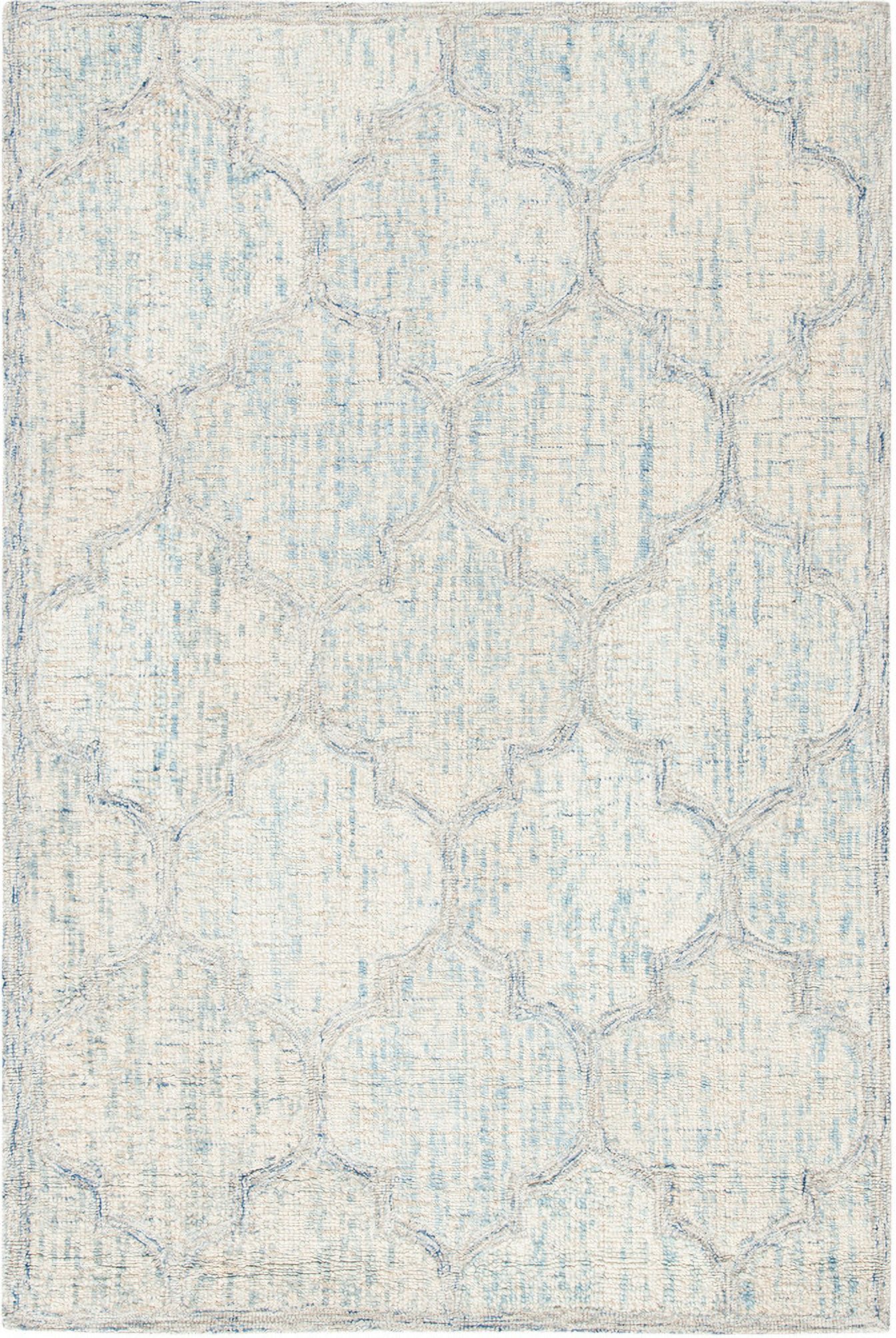Abstract Hand Tufted Ivory and Light Blue 2' x 3' Accent Rugs ABT474B-2