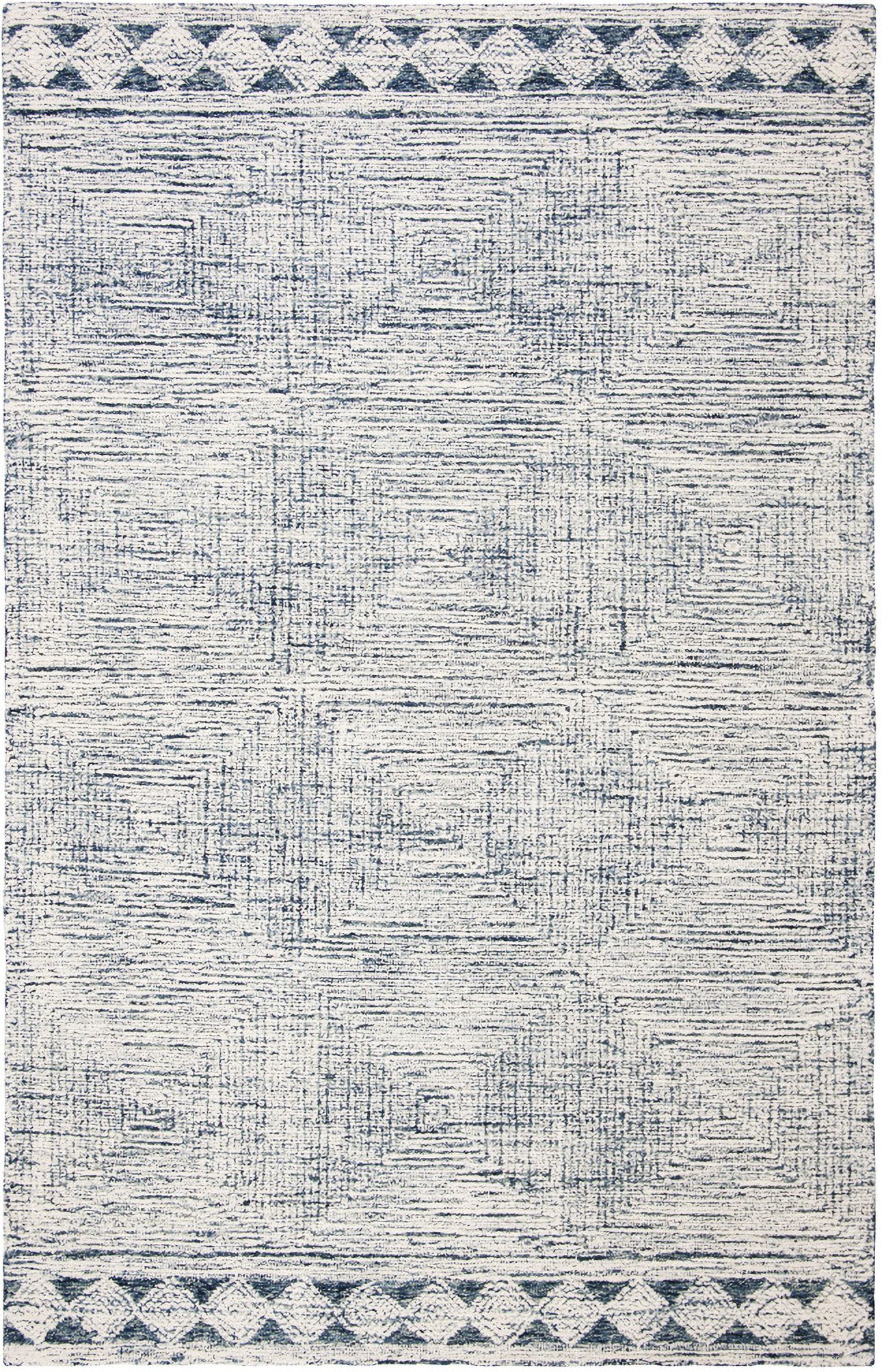 The appearance of Abstract Hand Tufted Ivory and Navy 10' x 14' Large Rectangle Rugs ABT349N-10 designed by Safavieh in the coastal interior design. This ivory and navy piece of furniture  was selected by 1StopBedrooms from Abstract Collection to add a touch of cosiness and style into your home. Sku: ABT349N-10. Material: Wool.