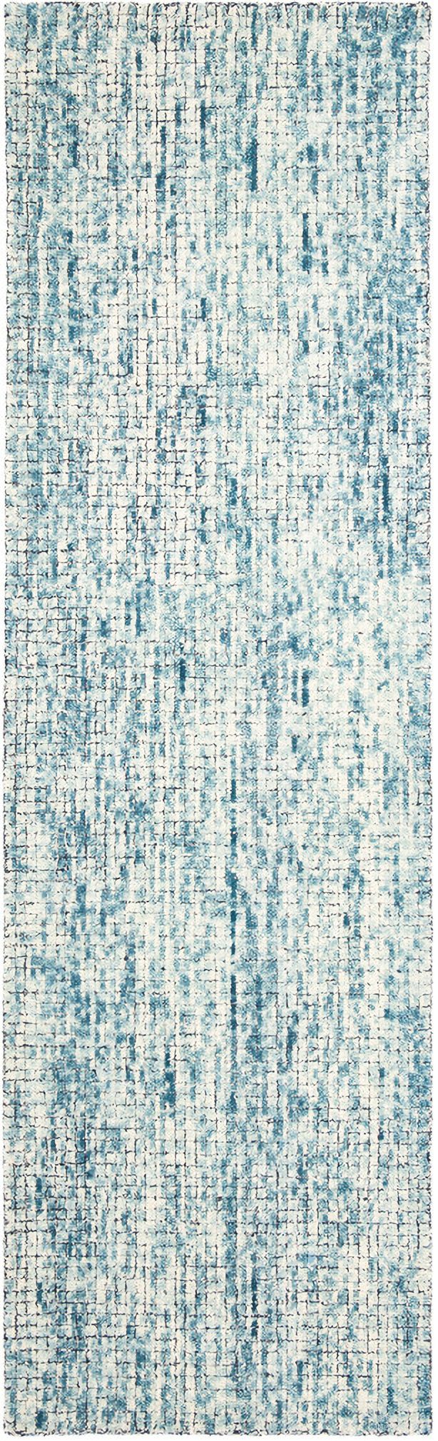 Abstract Hand Tufted Ivory and Navy 2'-3" x 6' Runner Rugs
