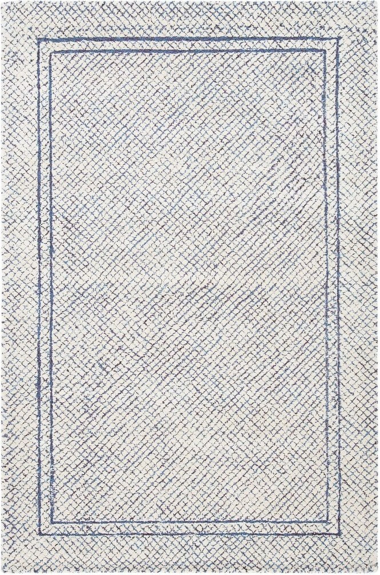 Abstract Hand Tufted Ivory and Navy 2' x 3' Accent Rugs ABT341N-2