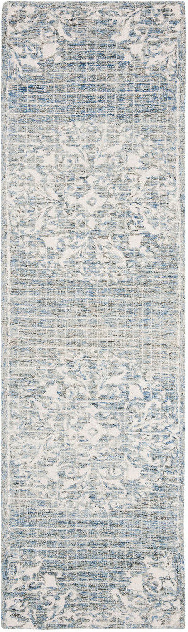 Abstract Hand Tufted Light Blue 2'-3" x 8' Runner Rugs