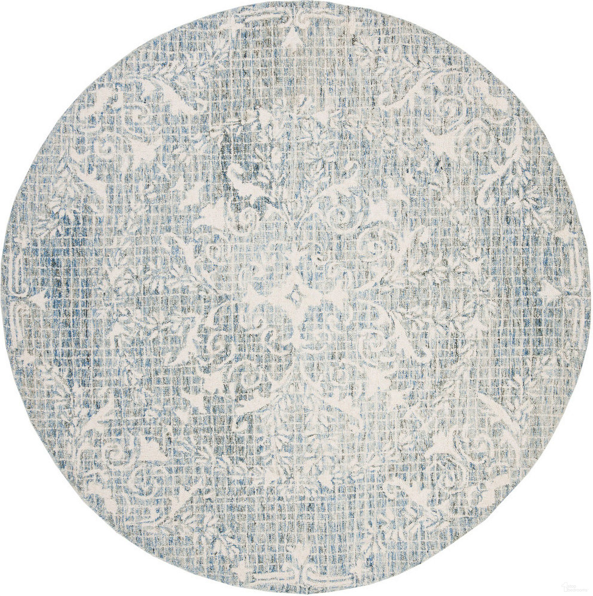 Abstract Hand Tufted Light Blue 6' x 6' Round Rugs