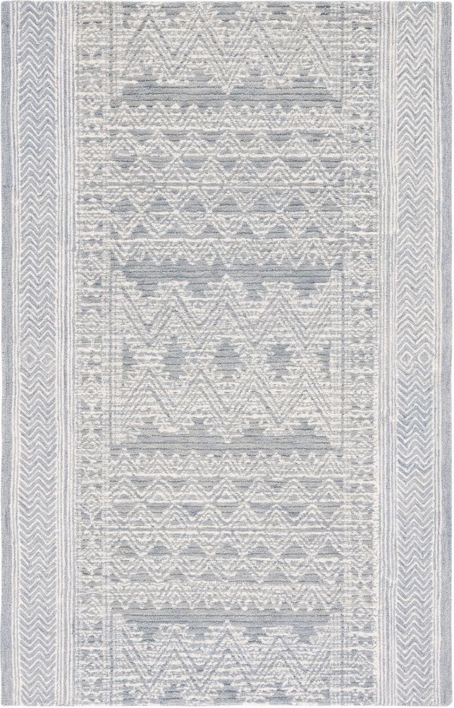Abstract Hand Tufted Light Blue and Ivory 5' x 8' Medium Rectangle Rugs ABT226J-5