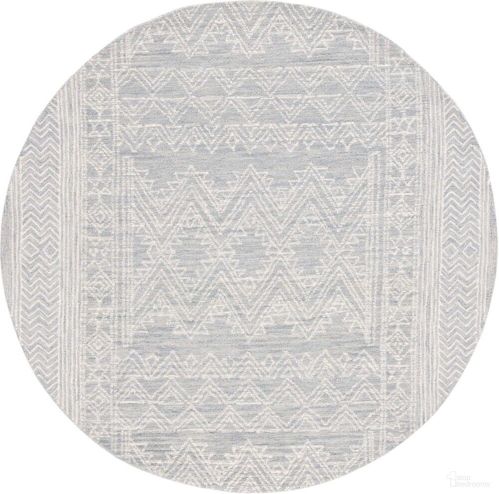 Abstract Hand Tufted Light Blue and Ivory 6' x 6' Round Rugs ABT226J-6R