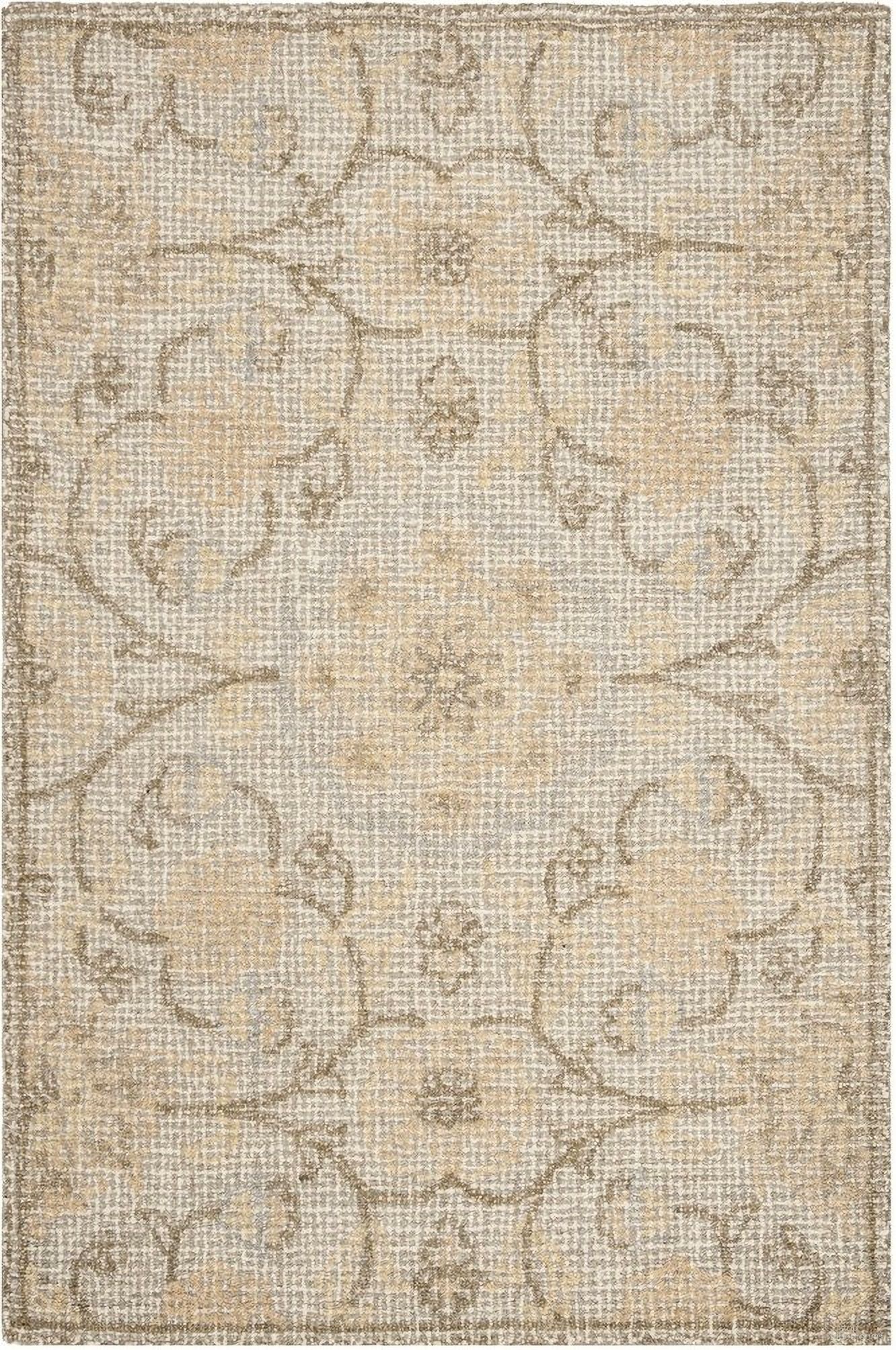 Abstract Hand Tufted Light Grey and Ivory 4' x 6' Small Rectangle Rugs