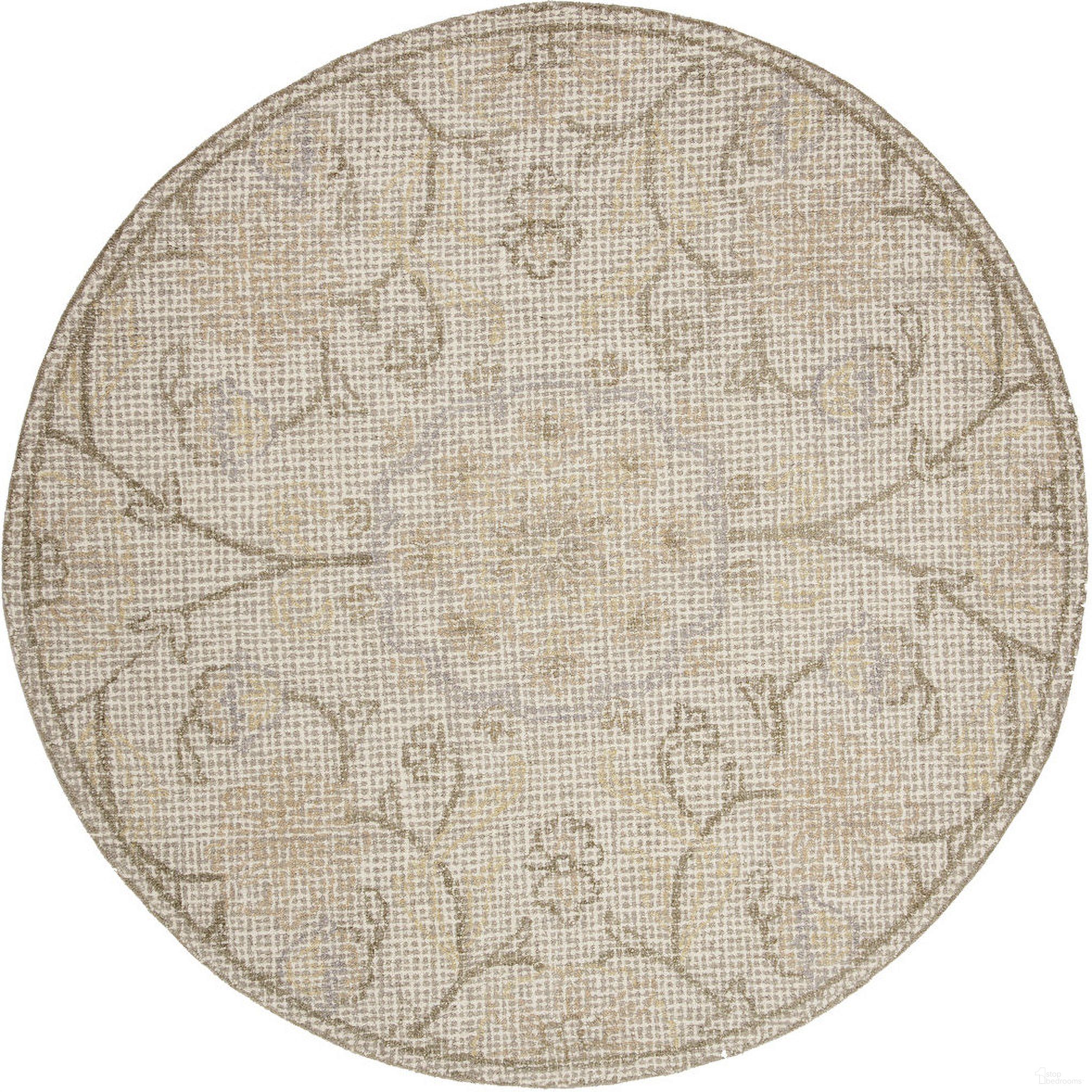 Abstract Hand Tufted Light Grey and Ivory 6' x 6' Round Rugs