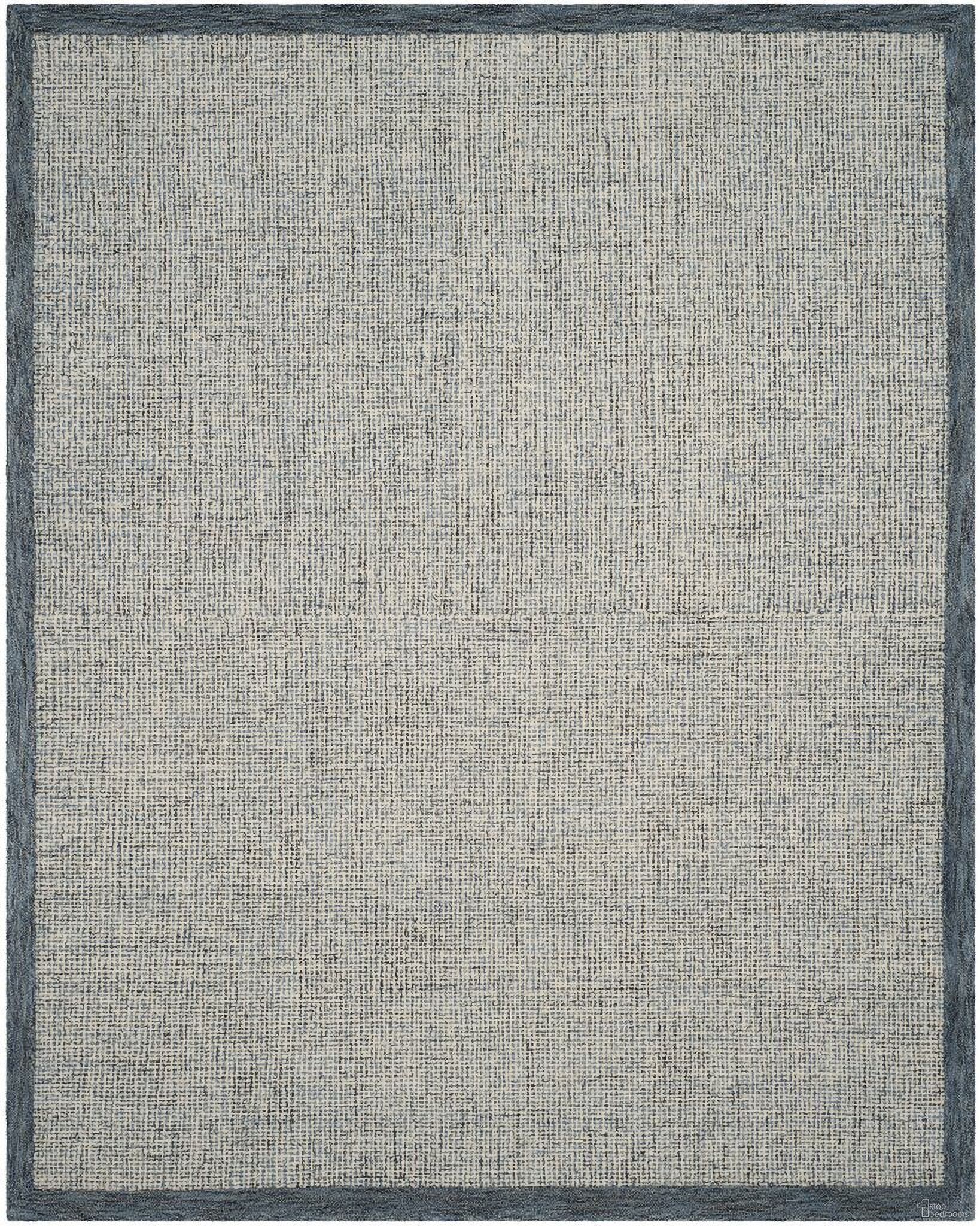 Abstract Hand Tufted Navy and Ivory 10' x 14' Large Rectangle Rugs