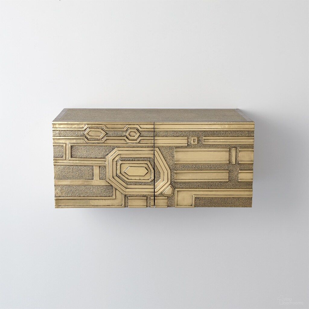 Abstract Left Block Cabinet In Brass