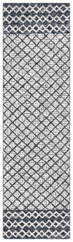 The appearance of Abstract Oriental 2'-3" x 8' Area Rug In Ivory and Navy designed by Safavieh in the traditional interior design. This ivory and navy piece of furniture  was selected by 1StopBedrooms from Abstract Collection to add a touch of cosiness and style into your home. Sku: ABT203N-28. Material: Wool.