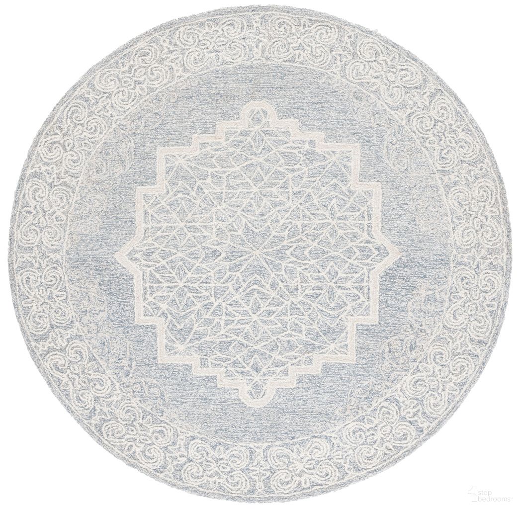 The appearance of Abstract Oriental 6' x 6' Round Area Rug In Ivory and Blue designed by Safavieh in the traditional interior design. This ivory and blue piece of furniture  was selected by 1StopBedrooms from Abstract Collection to add a touch of cosiness and style into your home. Sku: ABT352A-6R. Material: Wool.