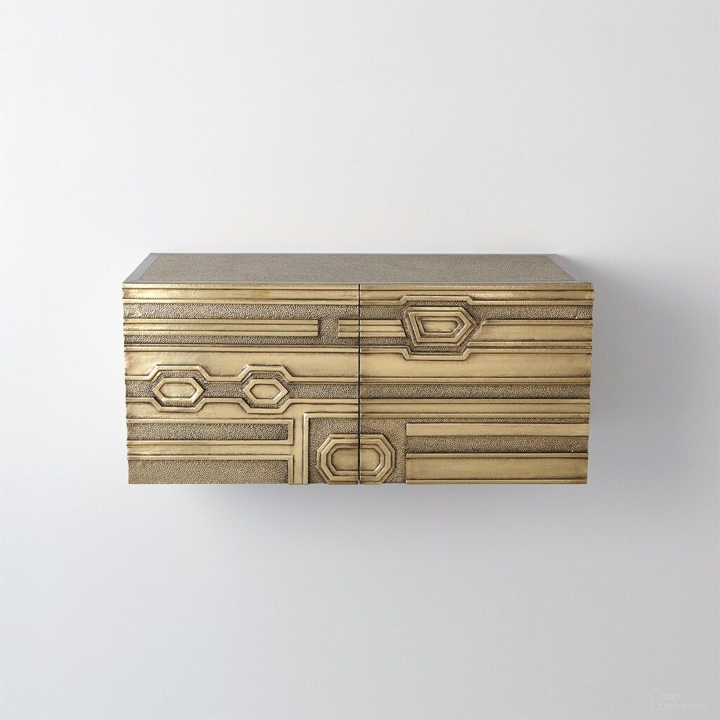 Abstract Right Block Cabinet In Brass
