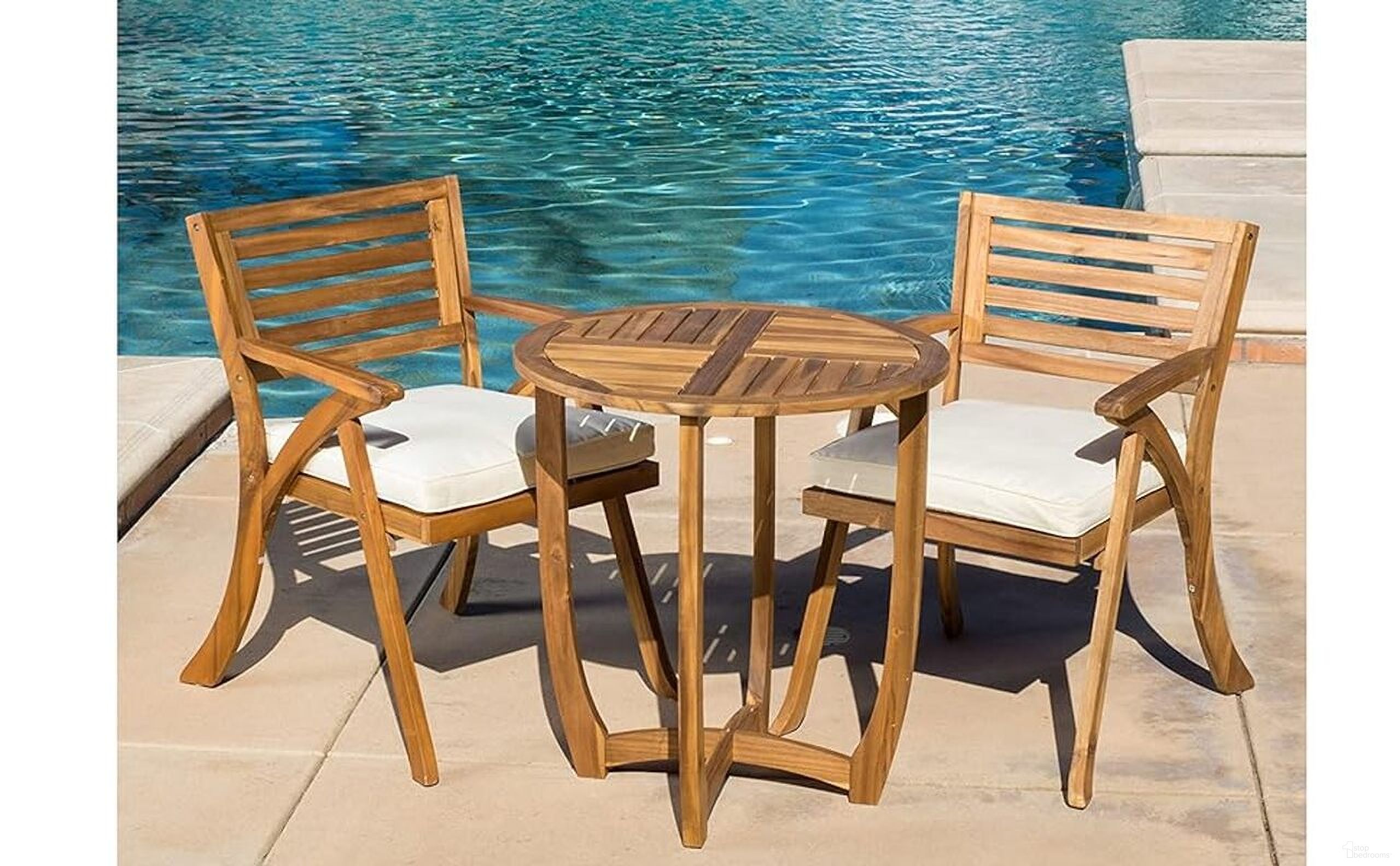 The appearance of Acacia Wood Outdoor Dining Set with Coffee Table and 2 Chairs In Teak designed by Noble House in the country / farmhouse interior design. This beige piece of furniture was selected by 1StopBedrooms from to add a touch of cosiness and style into your home. Sku: 57522.00;54555.00TEA. Material: Acacia Wood.