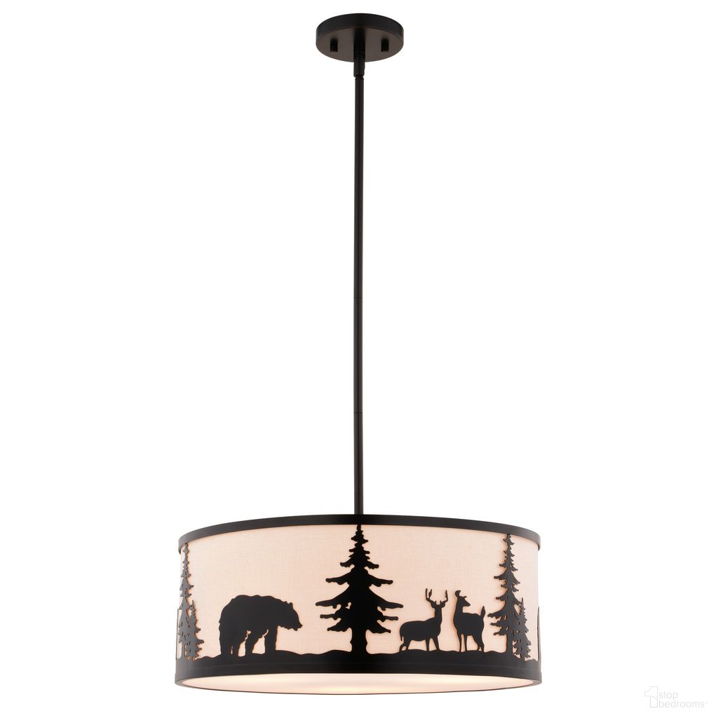 The appearance of Acadia 18 Inch 3 Light Pendant In Bronze designed by Vaxcel in the rustic / southwestern interior design. This bronze piece of furniture  was selected by 1StopBedrooms from Acadia Collection to add a touch of cosiness and style into your home. Sku: P0416. Material: Steel.