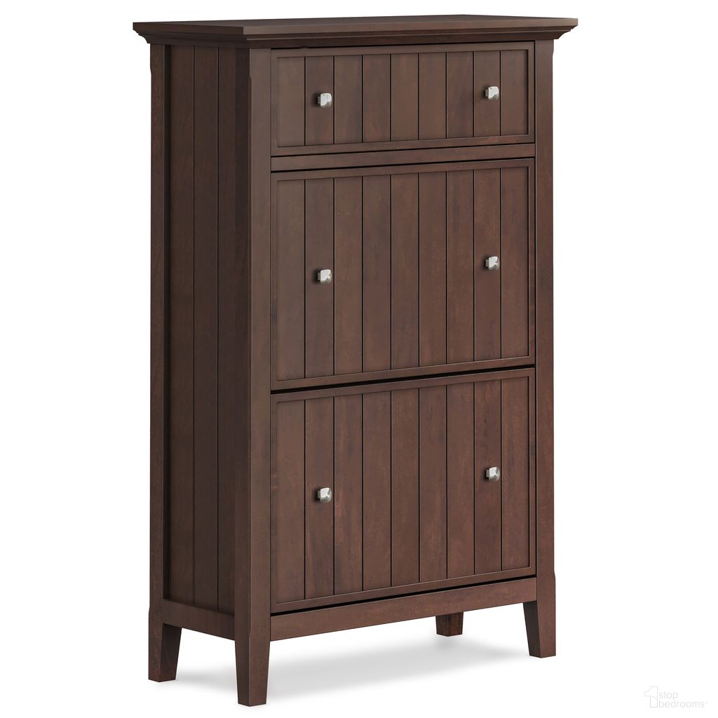 The appearance of Acadian Entryway Shoe Storage Cabinet In Brunette Brown designed by Simpli Home in the transitional interior design. This brunette brown piece of furniture was selected by 1StopBedrooms from Acadian Collection to add a touch of cosiness and style into your home. Sku: AXCACA79-BRU. Material: Pine.