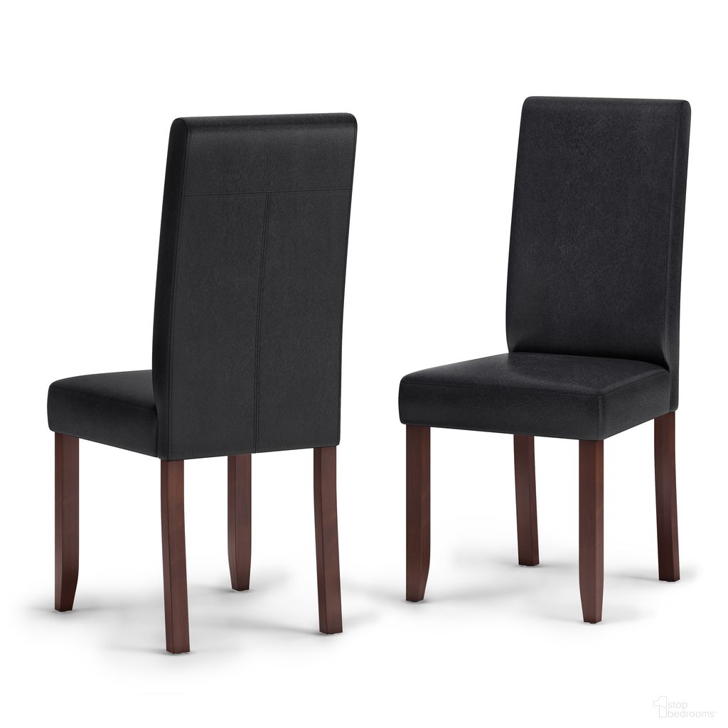 Acadian Parson Dining Chair Set of 2 In Distressed Black