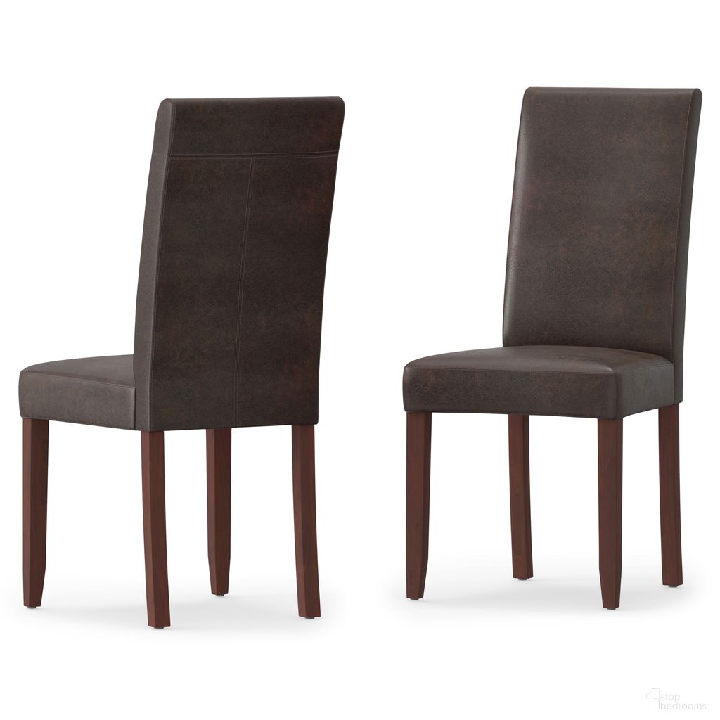 Acadian Parson Dining Chair Set of 2 In Distressed Brown