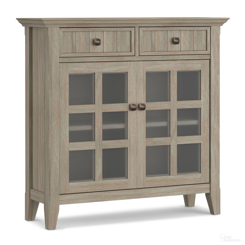 The appearance of Acadian Solid Wood Entryway Storage Cabinet In Distressed Grey designed by Simpli Home in the transitional interior design. This distressed grey piece of furniture was selected by 1StopBedrooms from Acadian Collection to add a touch of cosiness and style into your home. Sku: AXCACA47-GR. Material: Pine.