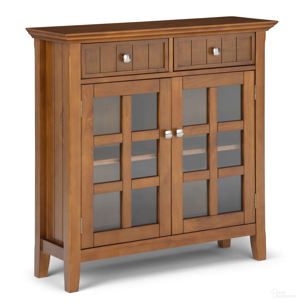 Acadian Solid Wood Entryway Storage Cabinet In Light Golden Brown